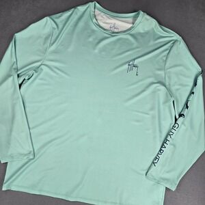 Guy Harvey Shirt Mens 3XL Green Long Sleeve Performance Fishing Logo Tee Sun